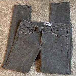 SOLD - PAIGE Gray PEG SKINNY Stretch Gently Distressed Jeans